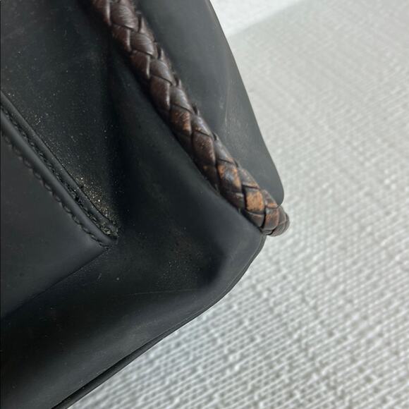 Brighton Nylon Shoulder Bag Braided Strap Croc Embossed Black Silver Western - Picture 13 of 15